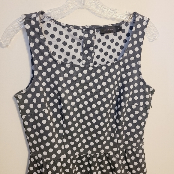 The Limited | Women's Sleeveless Gray and White Polka Dot Mini Dress (Size 6) - Picture 4 of 14